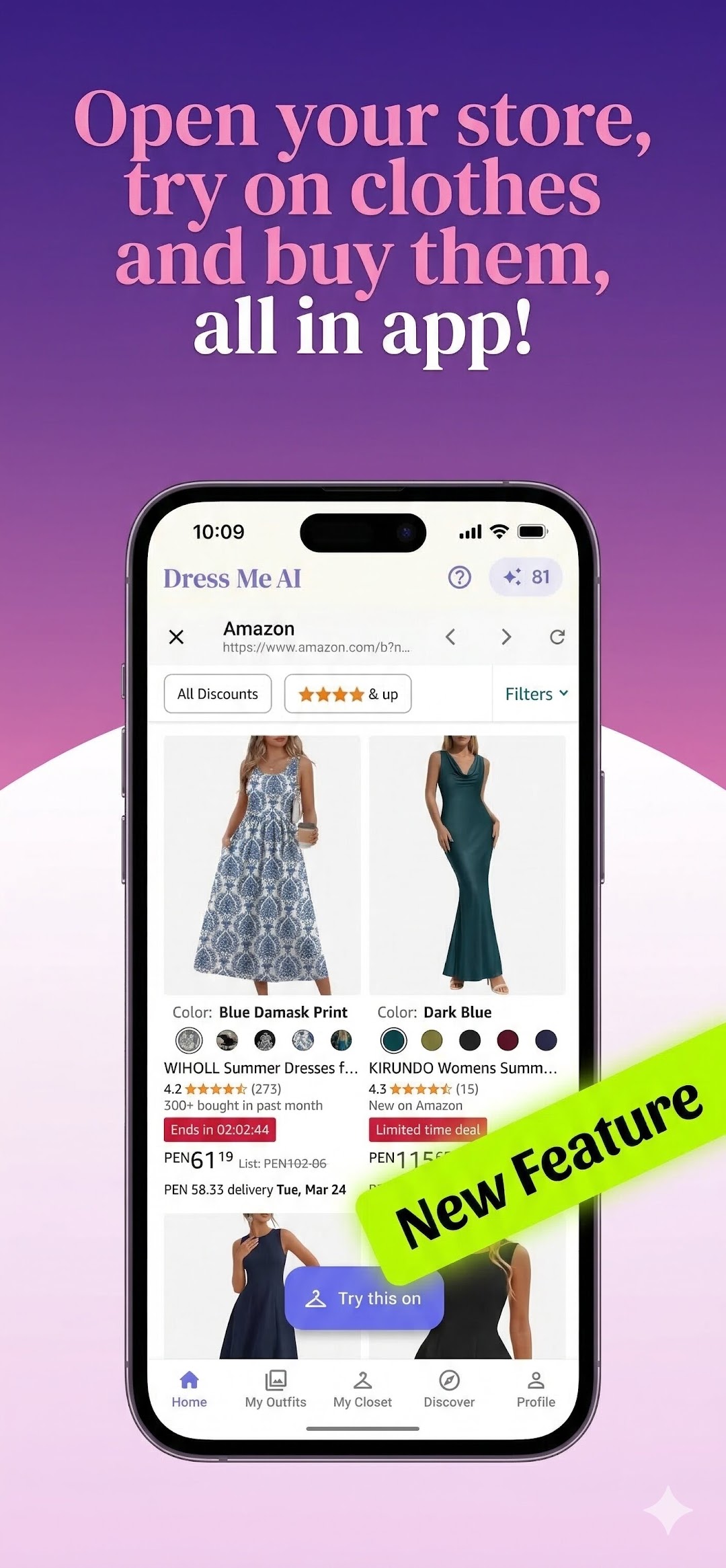 Dress Me AI virtual try-on feature screen